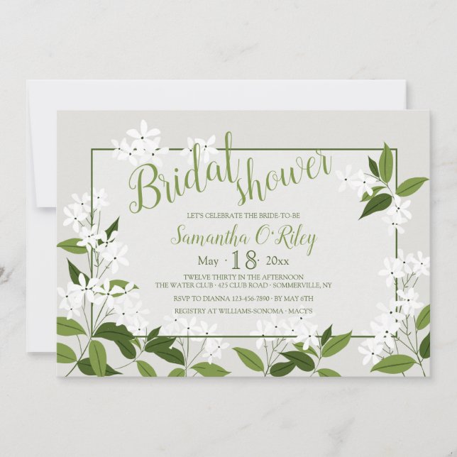Invitación Horizontal de Jazmín (Anverso)