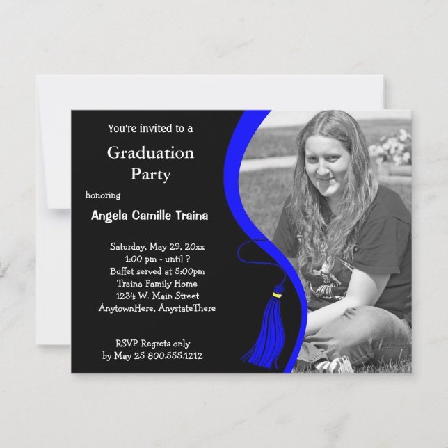 Invitación horizontal de la foto de la graduación (Anverso)