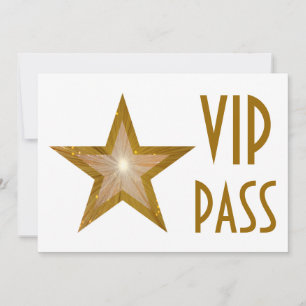 Invitación horizontal Gold Star 'VIP PASS'