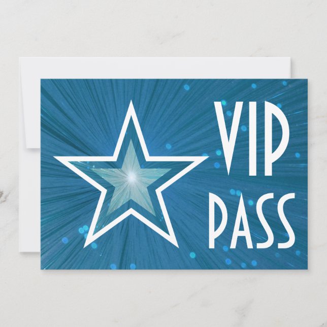 Invitación horizontal 'VIP PASS' de estrella azul (Anverso)