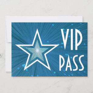 Invitación horizontal 'VIP PASS' de estrella azul