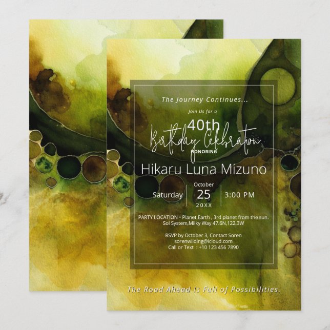Invitación Horizonte a la deriva | Acuarela abstracta (Anverso / Reverso)