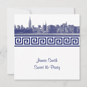 Invitación Horizonte amplio de NYC grabado en BW GK Sweet Six