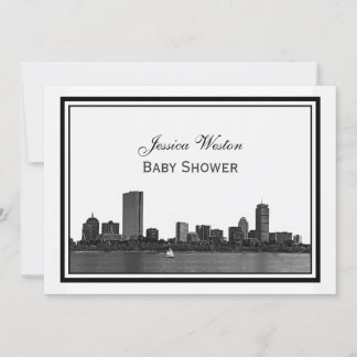 Invitación Horizonte de Boston Grabado en Marco Baby Shower