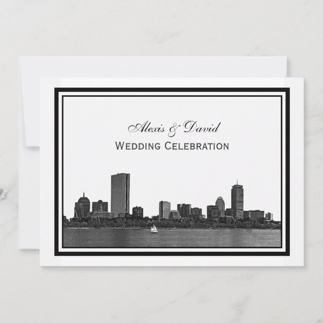 Invitación Horizonte de Boston Grabado en Marco H Boda (Anverso)