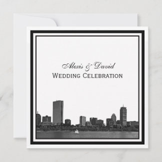 Invitación Horizonte de Boston Grabado en Marco para Boda