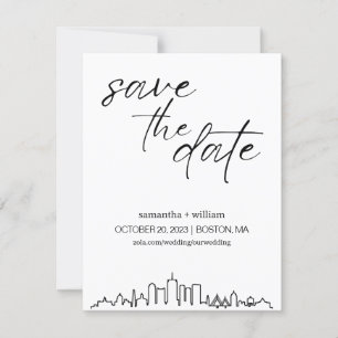 Invitación Horizonte de Boston MINIMALISTA Guarde la Fecha