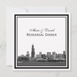 Invitación Horizonte de Chicago #2 Grabado Enmarcado Cena de