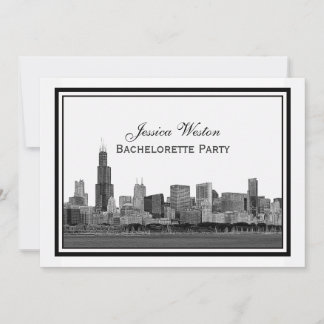 Invitación Horizonte de Chicago Grabado en Marco #2 H Despedi