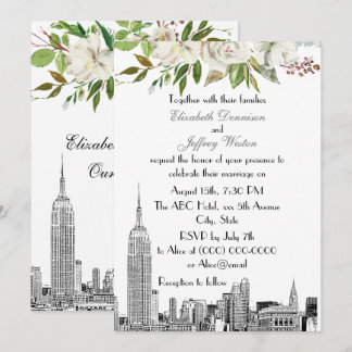 Invitación Horizonte de la ciudad de Nueva York ESB Acuarela