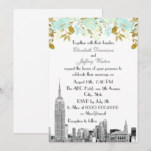 Invitación Horizonte de la ciudad de Nueva York ESB Grabado e