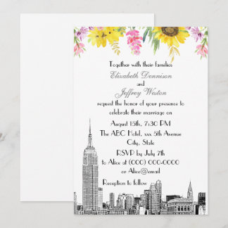 Invitación Horizonte de la ciudad de Nueva York ESB Grabado G