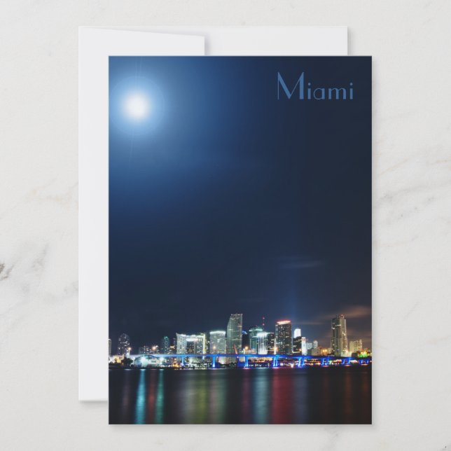 Invitación Horizonte de Miami en el panorama de la noche - (Anverso)