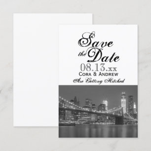 Invitación Horizonte de Nueva York Boda en Brooklyn Save the