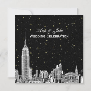 Invitación Horizonte de NYC 01 Etch Estrellado DIY BG Color S