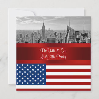 Invitación Horizonte de NYC Bandera de EE. UU. Rojo Blanco Az