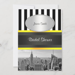 Invitación Horizonte de NYC BW Negro Blanco Raya Amarillo P D