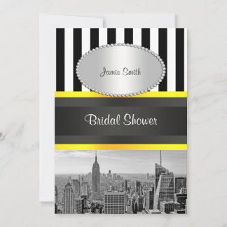 Invitación Horizonte de NYC BW Negro Blanco Raya Amarillo P D