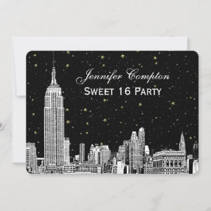 Invitación Horizonte de NYC Etch Estrellado DIY BG Color SQ D