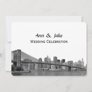 Invitación Horizonte de NYC Puente Bklyn Grabado #2H Boda