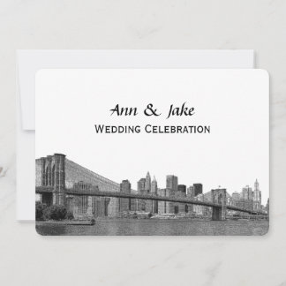 Invitación Horizonte de NYC Puente Bklyn Grabado #2H Boda