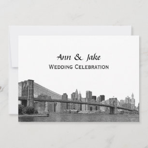 Invitación Horizonte de NYC Puente Bklyn Grabado #2H Boda