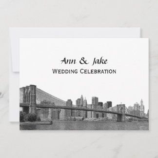 Invitación Horizonte de NYC Puente Bklyn Grabado #2H Boda