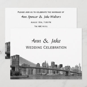 Invitación Horizonte de NYC Puente Bklyn Grabado #2SQH Boda