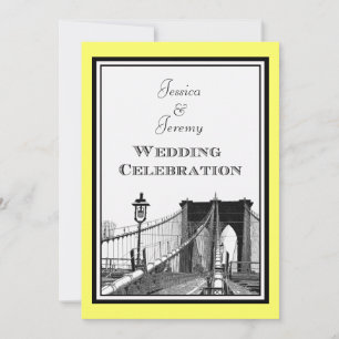 Invitación Horizonte de NYC Puente de Brooklyn #1 Grabado Bod
