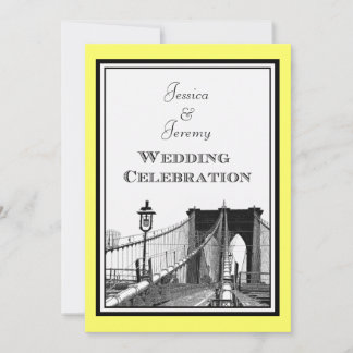 Invitación Horizonte de NYC Puente de Brooklyn #1 Grabado Bod
