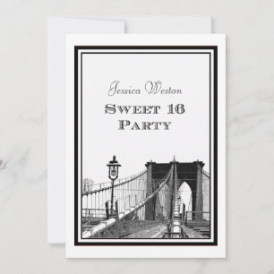 Invitación Horizonte de NYC Puente de Brooklyn #2 DIY Dulces 