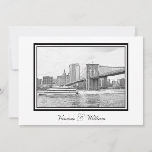 Invitación Horizonte de NYC Puente de Brooklyn Boda Grabado e