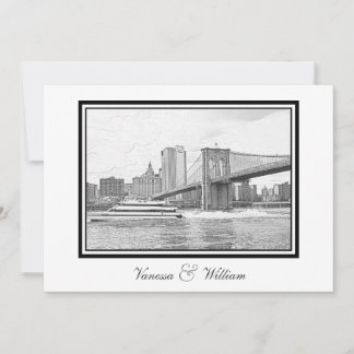 Invitación Horizonte de NYC Puente de Brooklyn Boda Grabado e