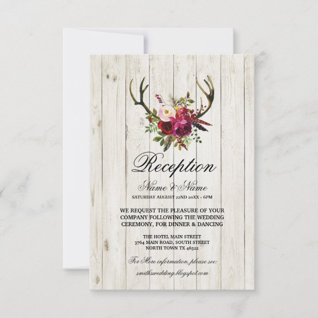 Invitación Hormigas de recepción de bodas rusticas Madera (Anverso)