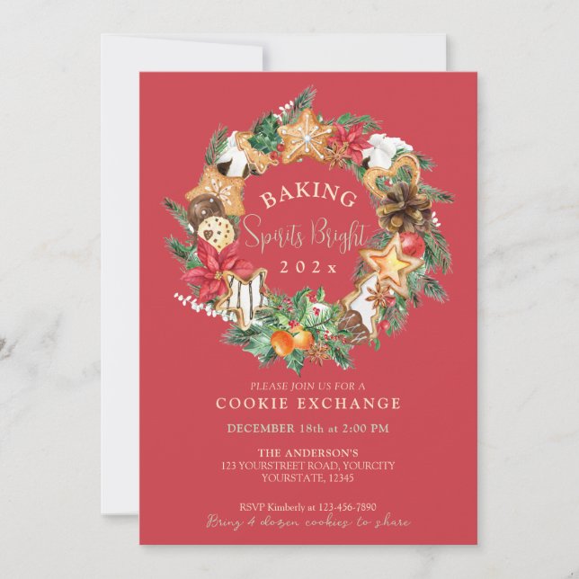 Invitación Horneado con amor Intercambio de galletas de pan d (Anverso)