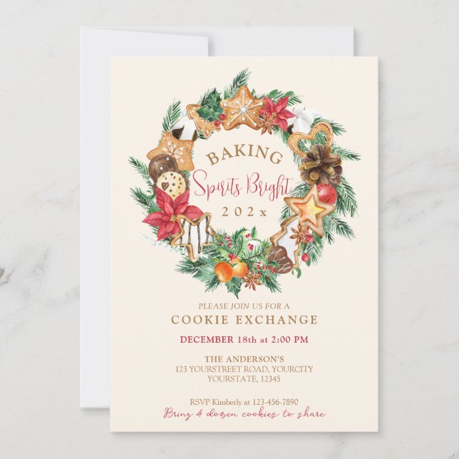 Invitación Horneado con amor Intercambio de galletas de pan d (Anverso)