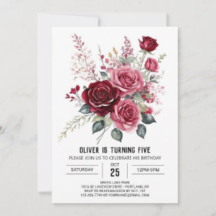 Invitación Horrible cumpleaños floral en Borgoña