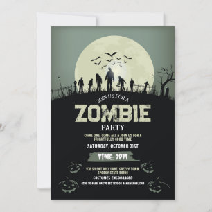Invitación Horror de la fiesta Zombie Halloween