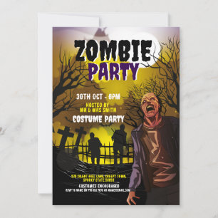 Invitación Horror de la fiesta Zombie Halloween