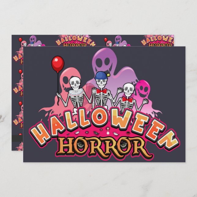 Invitación Horror de los payasos aterradores de Halloween (Anverso / Reverso)