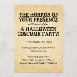 Invitación Horror de su presencia. Fiesta de Halloween.