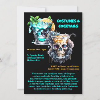 Invitación Horror del cráneo happy hour cócteles gótico Hallo