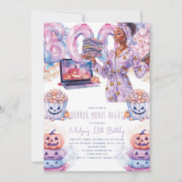 Invitación Horror Noche de cine Afro Halloween Slumber Cumple