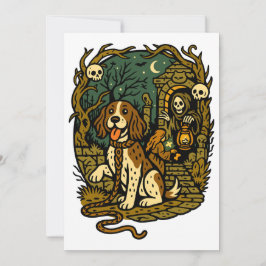 Invitación Horror Spooky Skeleton Dog Aesthetic