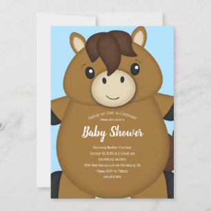 Invitación Horse Baby Shower Blue