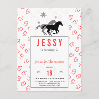 Invitación Horse Birthday Invitations Coral Red