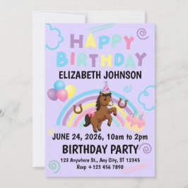 Invitación Horse Birthday Party Invitation Purple