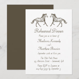 Invitación Horse Brown Country Western Rehearner Dinner