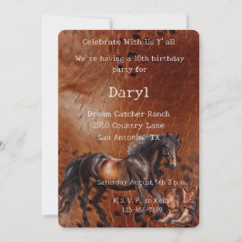 Invitación Horse Brown Cowboy Boots Cumpleaños