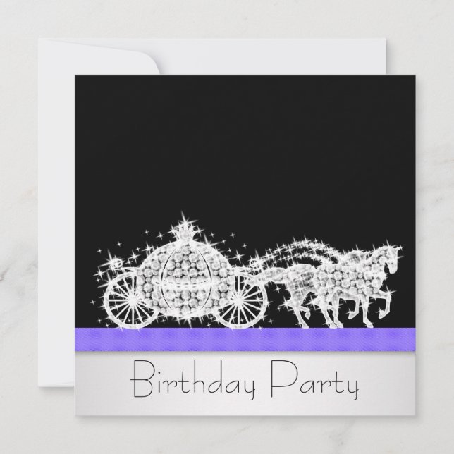 Invitación Horse Carriage Lavender Princess Birthday Party (Anverso)